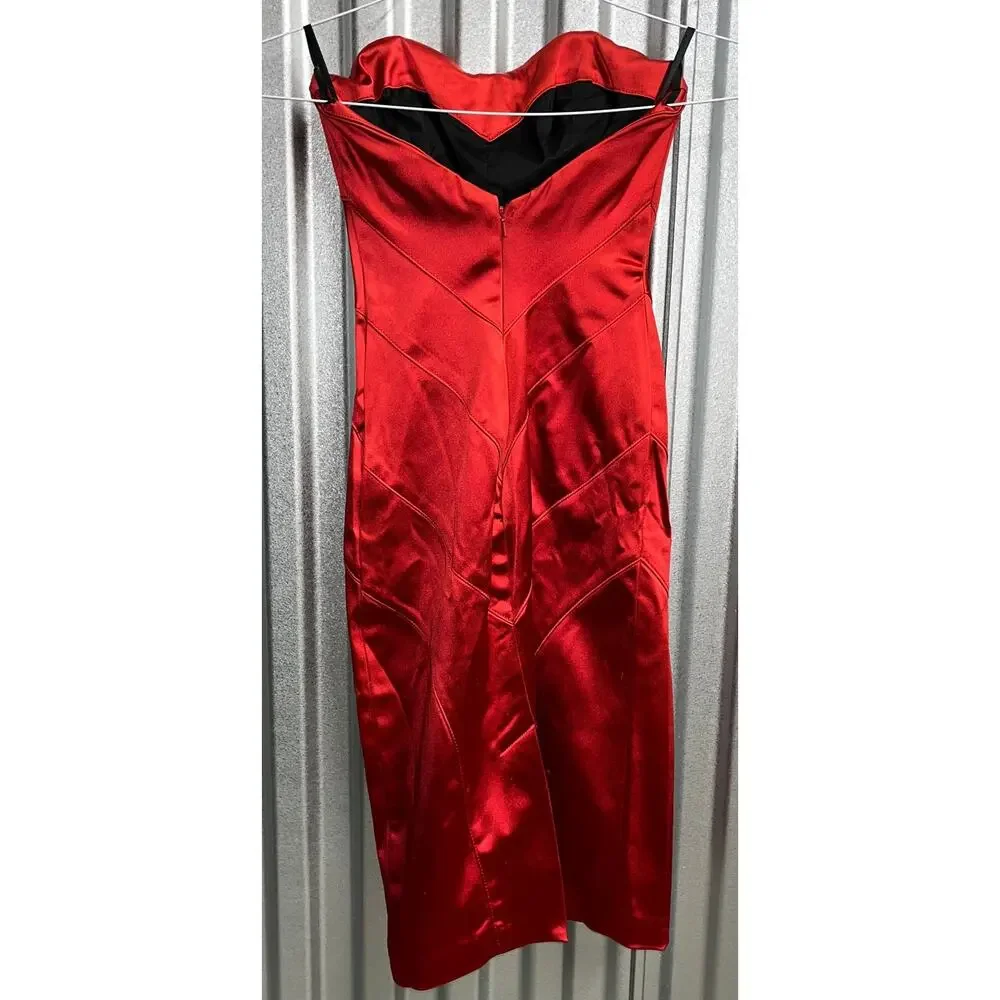 Bebe Red Strapless Midi Dress - Picture 2 of 10